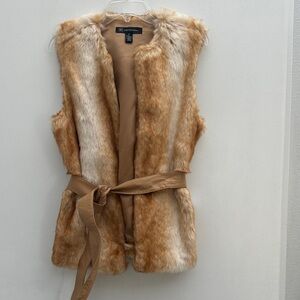 INC Faux Fur Vest with Belt
